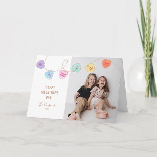 ハートキャンディバレンタインデー写真ホリデーカード シーズンカード (正面)