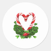 ハートキャンディーケーンクリスマスホリデーズスウィート ラウンドシール (正面)