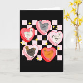 ハートキャンディーシルキー鶏バレンタインファーマーアニマル カード (黄色い花)