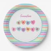 ハートキャンディ赤ちゃんシャワー ペーパープレート (正面)