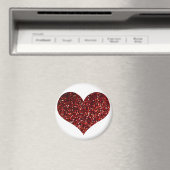 ハートキラキラ赤グリッタースパークリー結婚パターン マグネット (インサイチュ (食洗機))