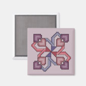 ハートキルトスクエアステッチのパターン マグネット (正面/裏面)