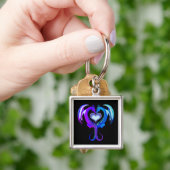 ハートキーチェーン付きドラゴン キーホルダー (手)