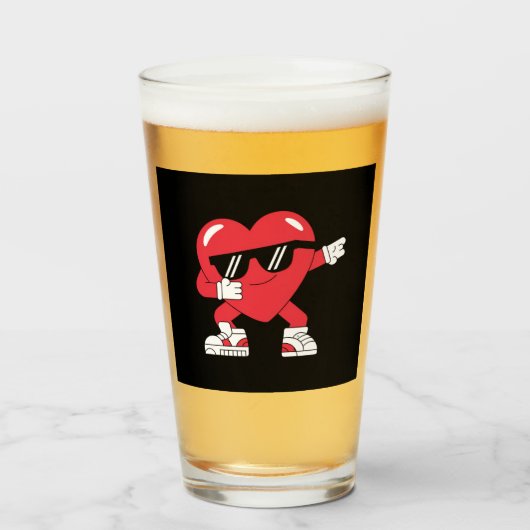 ハートギフトおもしろいバレンタインデー タンブラーグラス (ドリンク正面)