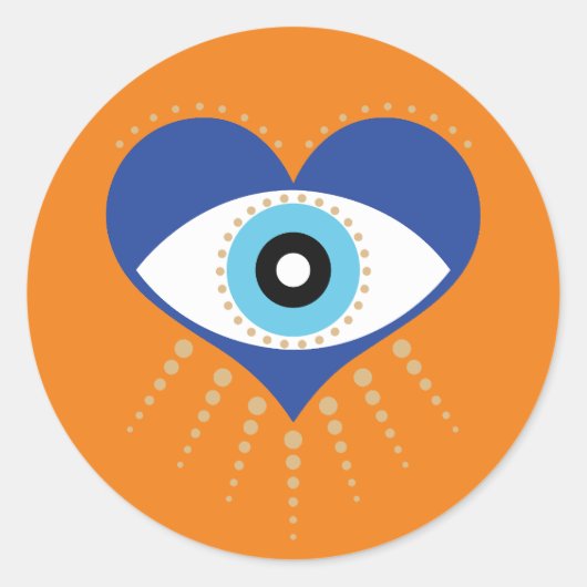 ハートギリシャの悪い目 ラウンドシール (正面)