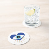 ハートギリシャの悪い目 ラウンドペーパーコースター (インサイチュ)