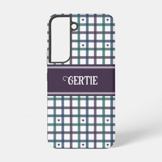 ハートギンガム 紫 SAMSUNG GALAXYケース (裏面)
