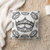 ハートクイーンズシルバークラウンティアラスホワイト枕 クッション (ブランケット)