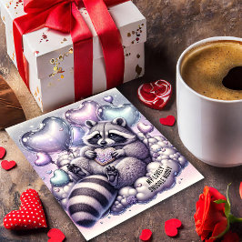 ハートクッキーラクーンのバレンタインカード シーズンカード