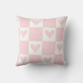 ハートクッション - ピンクチェック レトロ - クッション (裏面)