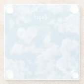 ハートクラウドスカイかわいいおもしろいブモダンルー名前をカスタムする ガラスコースター (裏面)