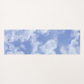 ハートクラウドスカイかわいいおもしろいブモダンルー名前をカスタムする ヨガマット (裏面(横))