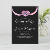 ハートクラウンキンセアニラスウィート16ピンクフォイル 招待状 (スタンド正面)