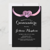 ハートクラウン キンセアニエラ スウィート16 ピンクホイル 招待状 (正面)