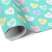 ハートクラシックバレンタインキャンディティール(緑がかった色) ラッピングペーパー (ロールコーナー)