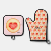 ハートクラシック拇印Cookie 鍋つかみ&鍋敷きセット (正面)