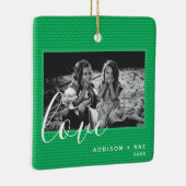 ハートクリスマスホリデーグリーンカスタムの写真 セラミックオーナメント (右)