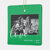 ハートクリスマスホリデーグリーンカスタムの写真 セラミックオーナメント (左)