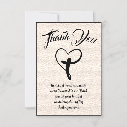 ハートクロス感謝の文字メッセージ哀悼の意 サンキューカード (正面)