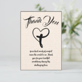 ハートクロス感謝の文字メッセージ哀悼の意 サンキューカード (スタンド正面)