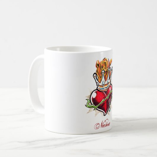 ハートクールとクラウンタトゥーマグ コーヒーマグカップ (正面左)