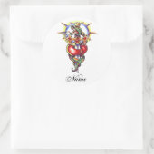 ハートクール剣と蛇の入れ墨のシール ラウンドシール (バッグ)