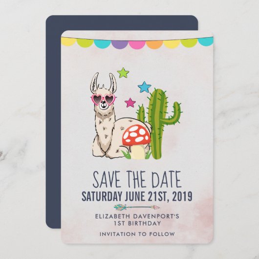 ハートクール型サングラス誕生日 セーブザデート (正面/裏面)