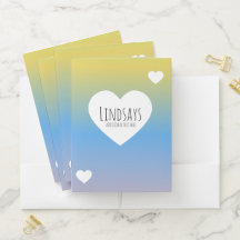 ハートグラデーションイエローグリーンブルーポケットフォルダー