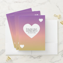 ハートグラデーションパープルイエロースターポケットフォルダー