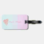 ハートグラデーション、モノグストライプのラムパーソナライズされた線 ラゲッジタグ (裏面横)