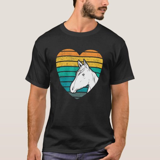 ハートグラフィック馬好き馬術馬 Tシャツ (正面)