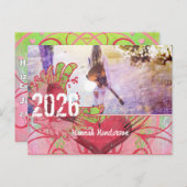 ハートグランジの卒業招待状の区分 インビテーションポストカード (正面/裏面)