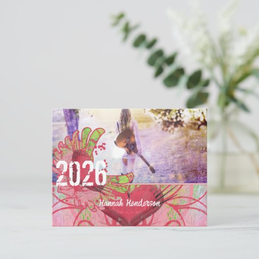 ハートグランジの卒業招待状の区分 インビテーションポストカード (スタンド正面)