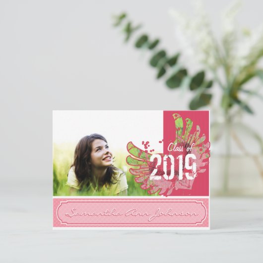 ハートグランジの卒業招待状の区分 インビテーションポストカード (スタンド正面)