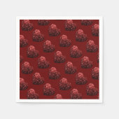 ハートグリッタースパークルパターン暗赤色バレンタイン スタンダードカクテルナプキン (正面)