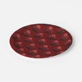 ハートグリッタースパークルパターン暗赤色バレンタイン ペーパープレート (アングル)