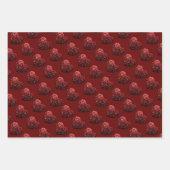 ハートグリッタースパークルパターン暗赤色バレンタイン ラッピングペーパーシート (正面)