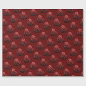 ハートグリッタースパークルパターン暗赤色バレンタイン ラッピングペーパー (フラット)