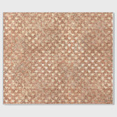 ハートグリッターピンクローズ金ゴールド結晶光沢のあるガラス ラッピングペーパー (フラット)