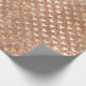 ハートグリッターピンクローズ金ゴールド結晶光沢のあるガラス ラッピングペーパー (角)