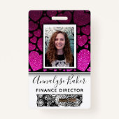 ハートグリッタープロフェッショナルCNAナース写真名 バッジ (正面)