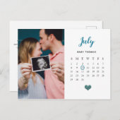 ハートグリッター写真カレンダー妊娠/誕生 案内ポストカード (正面/裏面)