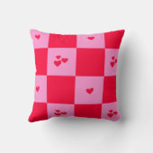 ハートグリッドのピンクと赤 クッション (裏面)