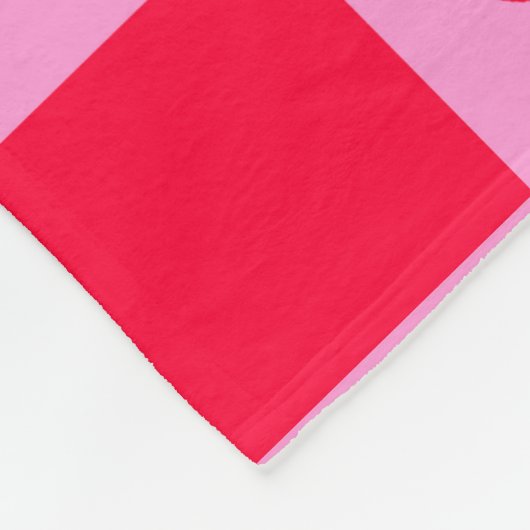 ハートグリッドのピンクと赤 フリースブランケット (角)