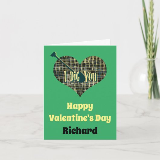 ハートグリッド バレンタイン グリーン グリーティングカード (正面)