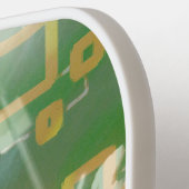 ハートグリーンスクウェア幾何学的ピックボールパドル ピックルボールラケット (左詳細)