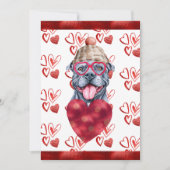 ハートグレイピットブルドッグラバーバレンタインギフト シーズンカード (正面)