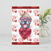 ハートグレイピットブルドッグラバーバレンタインギフト シーズンカード (スタンド正面)
