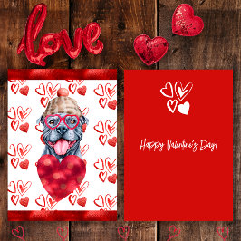 ハートグレイピットブルドッグラバーバレンタインギフト シーズンカード