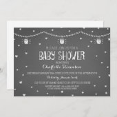 ハートグレイヴィンテージシャルボードベビーシャワー 招待状 (正面/裏面)